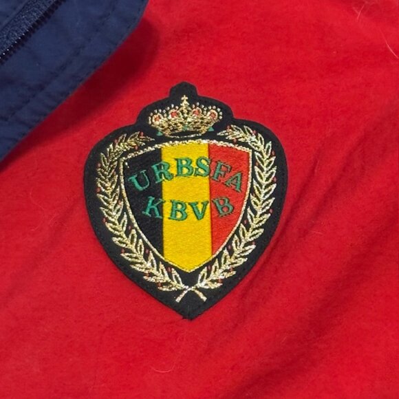 Vintage Diadora Jacket Windbreaker XL Training Soccer Red Blue URBSFA KBVB Coat - Picture 4 of 9